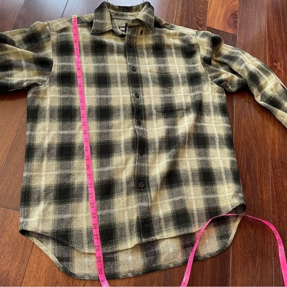 Banana Republic Cabinwear Men’s Flannel Yellow Black Button Down Shirt Size M